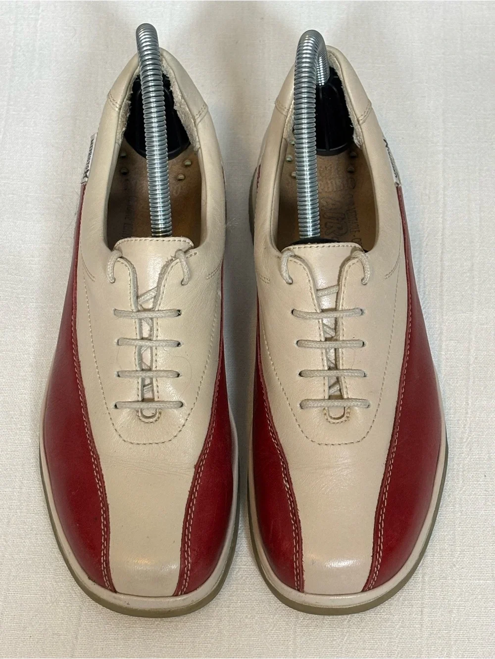 Vintage Mephisto Air Jet Two-Tone Leather Sneakers-Red/Cream-Women Size 7